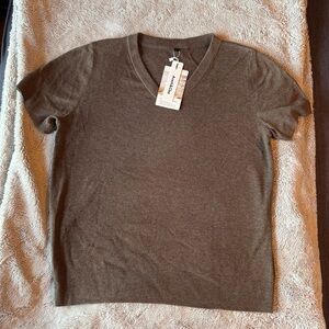 Wool tan short sleeved L NWT sweater normcore light academia preppy office wear